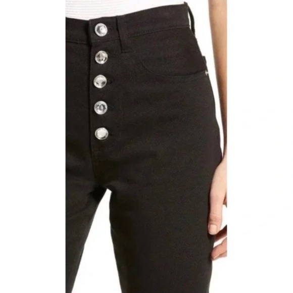 NWT!! WEWOREWHAT Danielle Black Crystal Button Straight Leg Jeans Cotton Size 26 - Picture 7 of 16